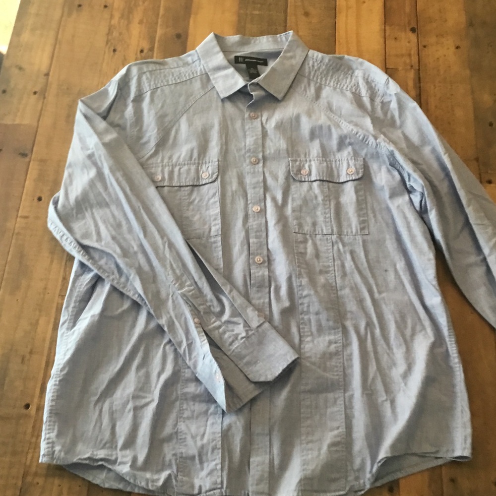INC International Concepts Light Blue Casual Button-Down Shirt